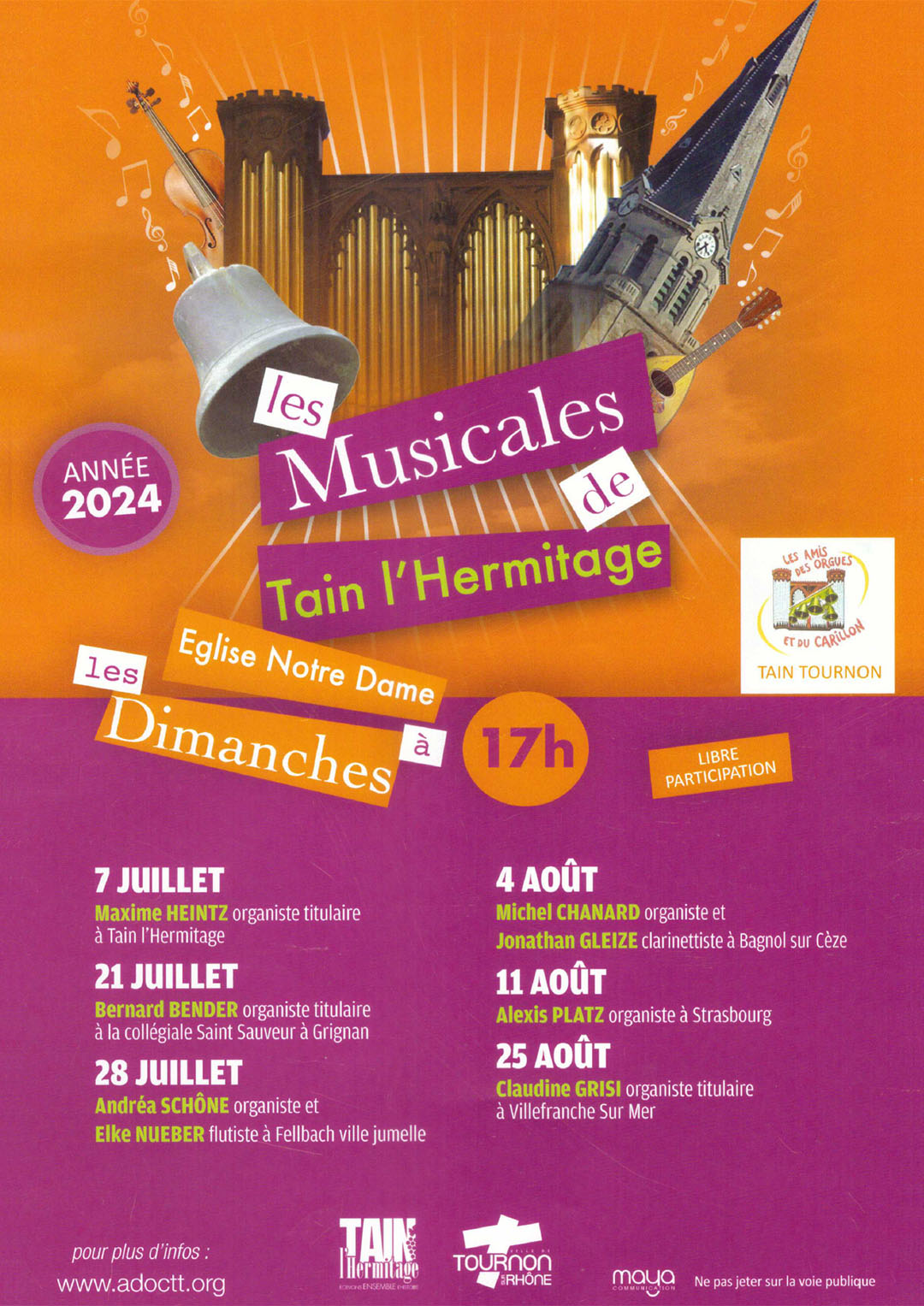 LES MUSICALES DE TAIN L'HERMITAGE. été 2024